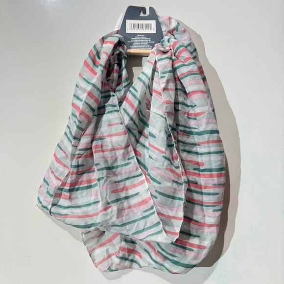 Juncture Infinity Scarf Womans White Pink Baby Blue NWT - Picture 4 of 5